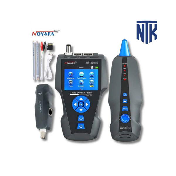 Máy Test cáp mạng Noyafa NF-8601S | RJ45 (CAT5/6/7) · RJ11 · BNC · PoE | 500m · Màn hình màu TFT · Pin Li-ion 3.7V 1800mAh