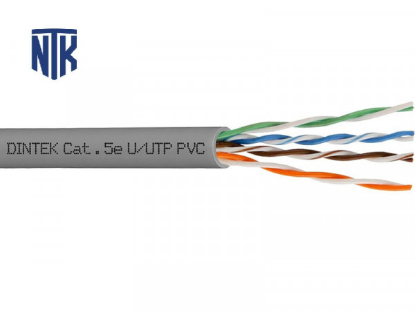Cáp mạng Dintek PowerPRO 4P Cat.5e U/UTP 24AWG (1101-03029) | PVC | Xám | 305Mtr