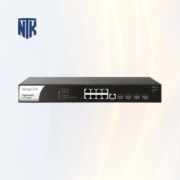 Switch PoE+ 8 Port Draytek VigorSwitch PQ2121x  | L2+ Managed | 8x 2.5GbE / 4x 10G SFP+ | 140W / 120Gbps | Rackmount 1U