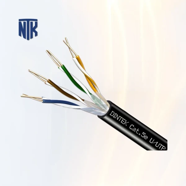 Dây mạng ngoài trời Cat5e U/UTP Dintek PowerPRO (1101-03039) | 4P · 24AWG · 100MHz · 100m  | PoE++ · 4PPoE | SAC · Vỏ PE · Màu đen · 305 mét