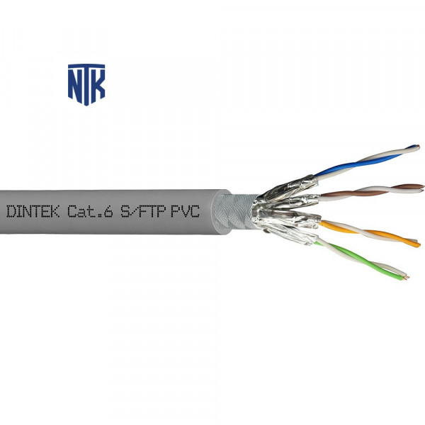 Cáp mạng Cat6 S/FTP Dintek PowerMAX500 (1107-04009) | 4P / 23AWG / PVC / Xám / 305m