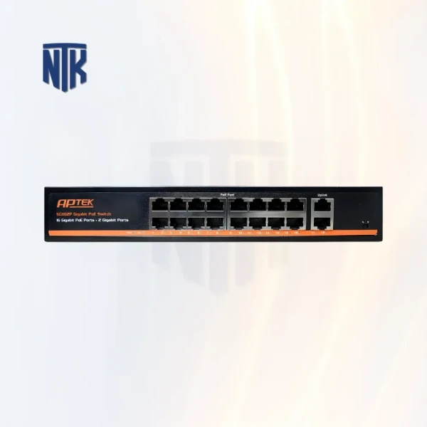 Switch PoE 16 Port Aptek SG1162P | 2x Uplink | 30W/250W | Unmanaged
