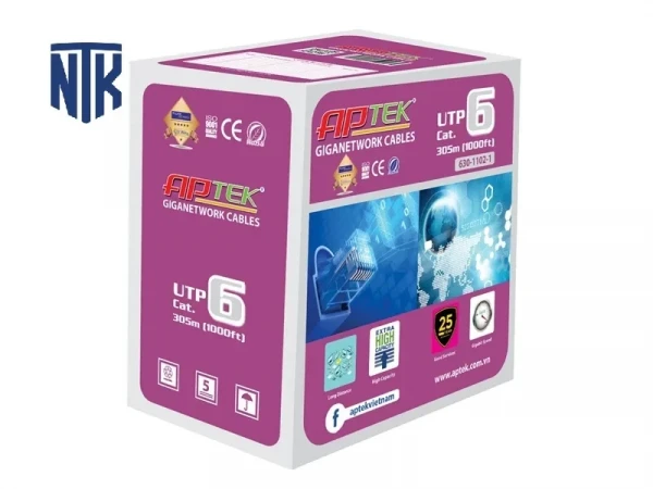 Cáp mạng Aptek Cat.6 UTP 23AWG (630-1102-1) | CCA | 305m
