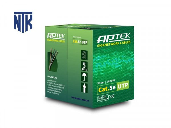 Cáp mạng Aptek Cat.5e UTP Copper 24AWG PVC (530-1101-2)