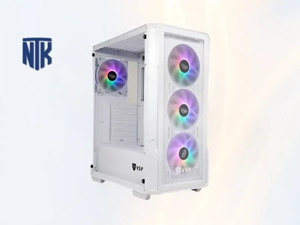 Vỏ Case VSP KA27 | ATX/Mid Tower | Màu trắng | 4 Fan LED 12cm