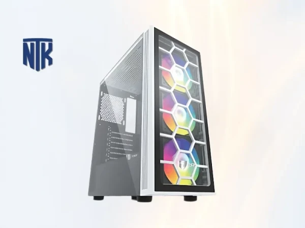 Vỏ case VSP FA05 | ATX/Mid Tower | Màu trắng | 4 Fan Led