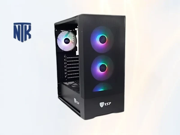Vỏ case VSP FA06 | ATX/Mid Tower | Màu đen | 4 Fan Led 