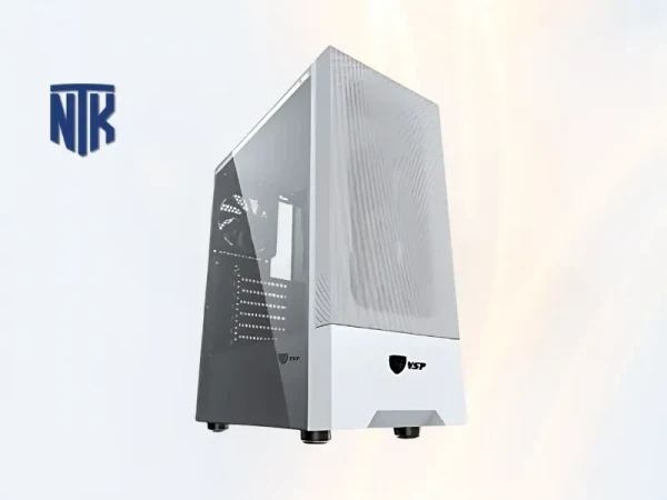 Vỏ case VSP FA06 | ATX/Mid Tower | Màu trắng | 4 Fan Led