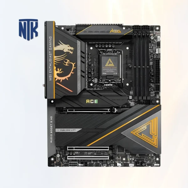 Mainboard MSI MEG Z890 ACE DDR5 | LGA1851 · 4x DDR5 · 3x PCIe 5.0 & 2x PCIe4.0 | HDMI 2.1 · DisplayPort Type-C · Thunderbolt 4-40Gbps | WiFi 7 · Bluetooth 5.4 · 10Gbps LAN | ATX