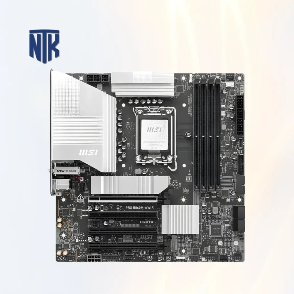 Mainboard MSI PRO B860M-A WIFI | LGA1851 · 4x DDR5 · PCIe 5.0 | Thunderbolt5 · Thunderbolt 4-40Gbps · USB4-10Gbps · HDMI 2.1 · DisplayPort 1.4 | WiFi 7 · Bluetooth 5.4 · 5Gbps LAN | mATX
