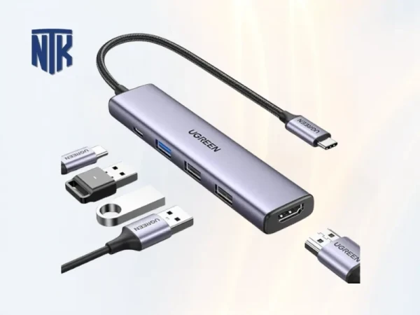 Bộ chuyển đổi USB-C sang 2*USB-A 2.0+ USB-A 3.0+HDMI+PD hỗ trợ 4K Ugreen (15495)