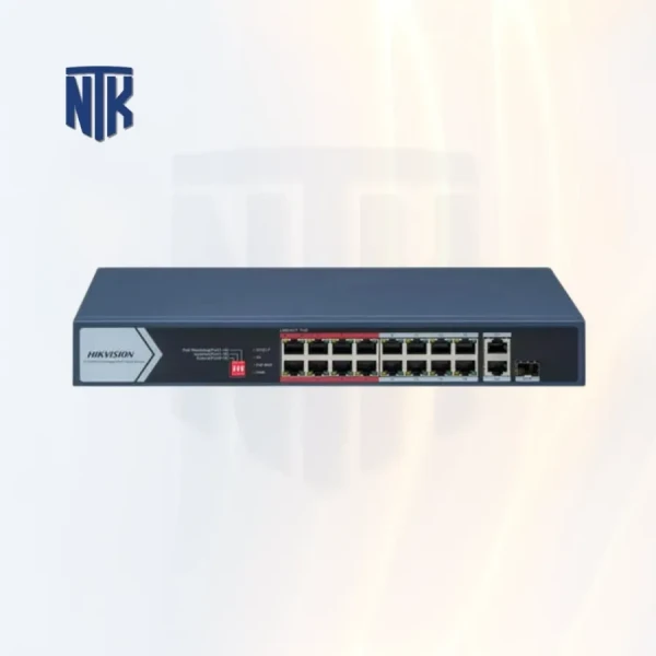 Switch 16 Port PoE+ HIKVISION DS-3E1318P-EI/M  | 2 cổng RJ45 Gigabit | 130W | Vỏ kim loại