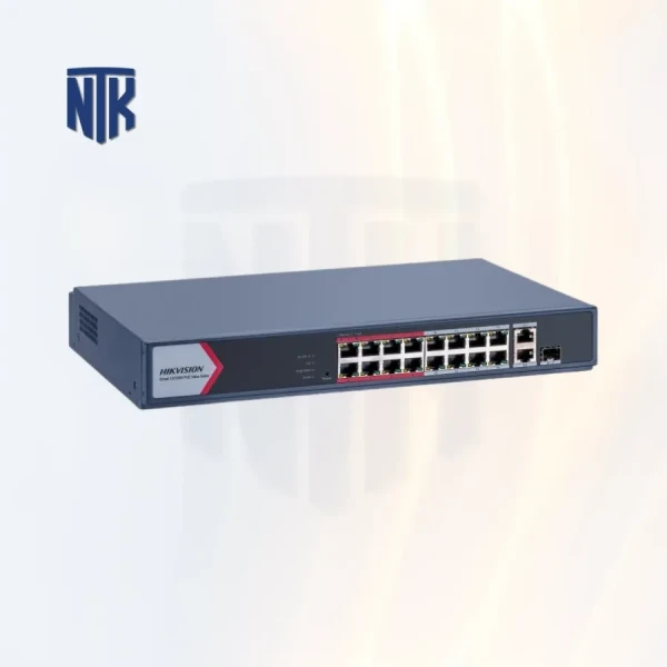 Switch PoE 16 Port Hikvision DS-3E1318P-EI/M  | 2x RJ45 Gigabit | 9.2 Gbps · 300m · 130W | Vỏ kim loại · Rackmount