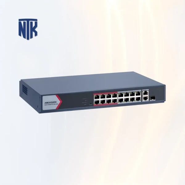 Switch PoE 16 Port Hikvision DS-3E1318P-EI/M  | 2x RJ45 Gigabit | 9.2 Gbps · 300m · 130W | Vỏ kim loại · Rackmount
