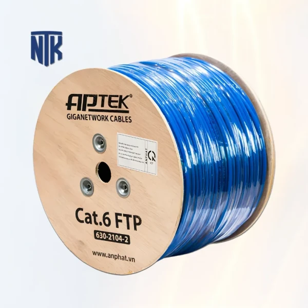 Dây mạng Cat6 FTP Aptek (630-2104-2) | 23AWG/ CCA/ PVC/ IP Camera/ PoE af/at/ 305m