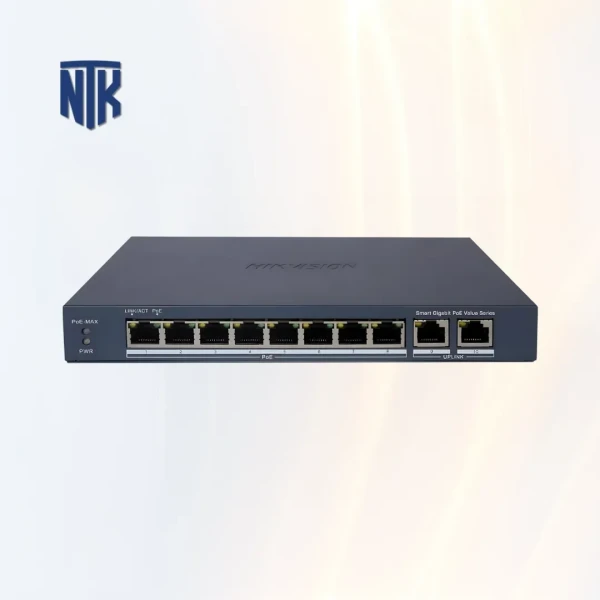 Switch PoE 8 Port HIKVISION DS-3E1510P-EI/M | 2 Port RJ45 | 60 Watt | Vỏ kim loại