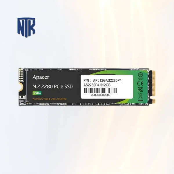 SSD NVMe 512GB Apacer AS2280P4 | PCIe Gen3 x4 · đọc 3000MB/s · ghi 2000MB/s · NAND 3D TLC · M.2 2280 · hiệu năng cao cho PC và laptop