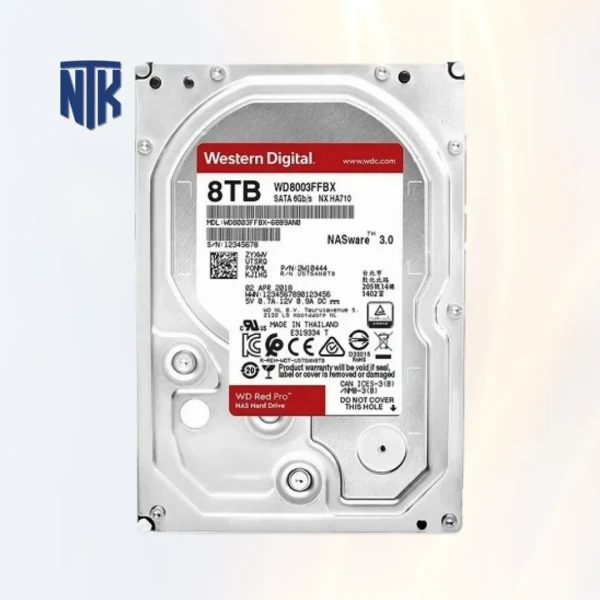 Ổ cứng NAS HDD 6TB WD Red Pro WD8003FFBX | SATA3 · 7200RPM · 256MB Cache · 235MB/s · NAS 16 bay · 300TB/năm · MTBF 1 triệu giờ