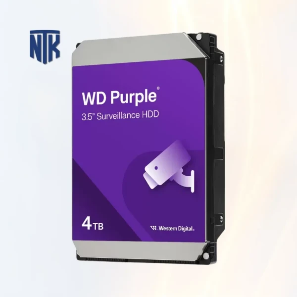 Ổ cứng HDD 4TB WD Purple WD44PURZ | SATA III · 175MB/s · Cache 256MB · CMR · hỗ trợ 64 camera · AllFrame · 180TB/năm · ổ cứng camera ổn định 24/7