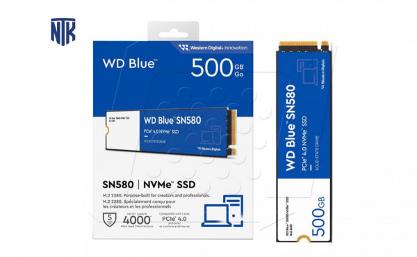 ổ cứng SSD Western Digital Blue SN580 500GB PCIe Gen4 x4 NVMe M.2 (WDS500G3B0E)