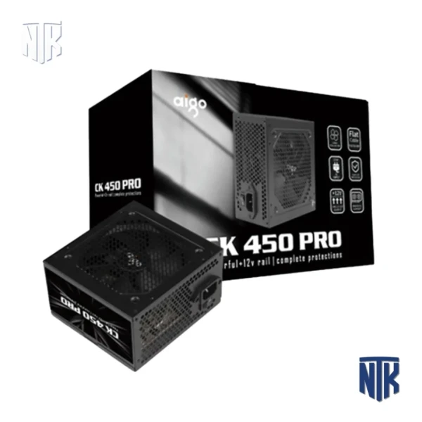 Nguồn máy tính AIGO CK450PRO | 450W | Cáp đen dẹt | ATX PSU