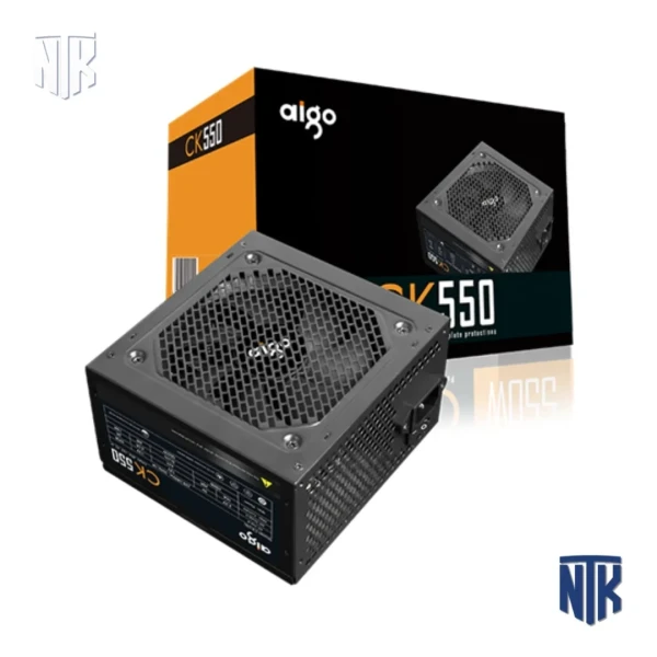 Nguồn máy tính AIGO CK550 | 550W | ATX | 80+ Efficiency | Cáp thường lưới | Đen