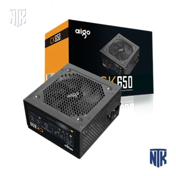 Nguồn máy tính AIGO CK650 | 650W | 80 Plus Efficiency | ATX | Cáp lưới đen