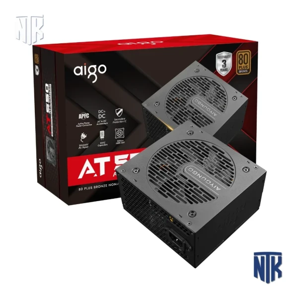 Nguồn máy tính AIGO AT550 | 550W | 80 Plus Bronze | APFC | DC to DC | ATX