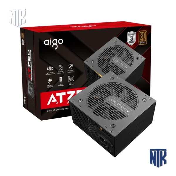 Nguồn máy tính AIGO AT750 | 750W | 80 Plus Bronze | APFC | DC to DC | ATX | Đen