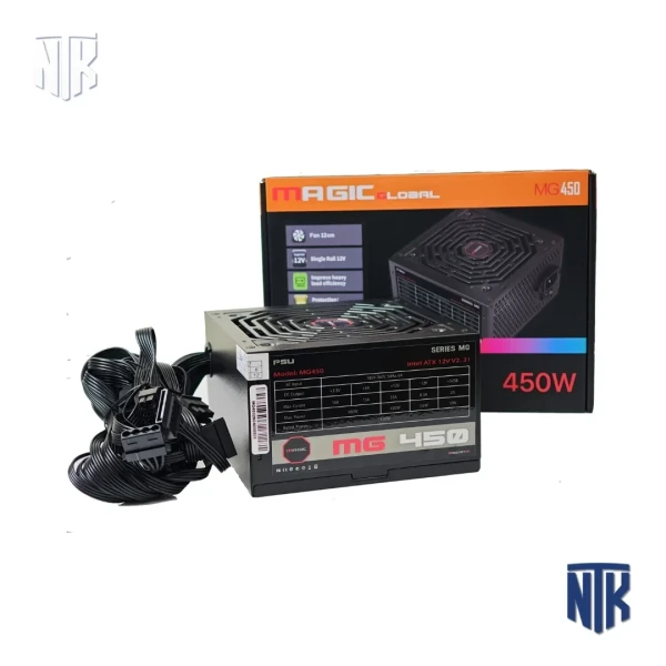 Bộ nguồn máy tính MAGIC MG-450 CST | 450W | Cáp đen dẹt | ATX PSU