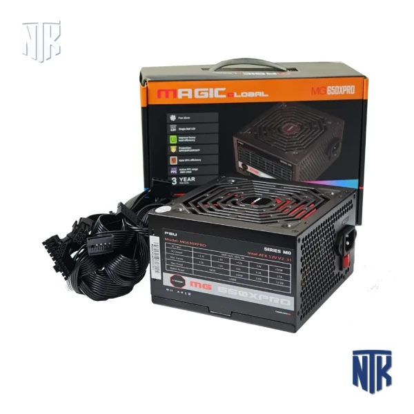 Nguồn máy tính MAGIC MG-650X PRO CST 650W | APFC | 85+ Efficiency | Dual Xeon | Cáp đen dẹt