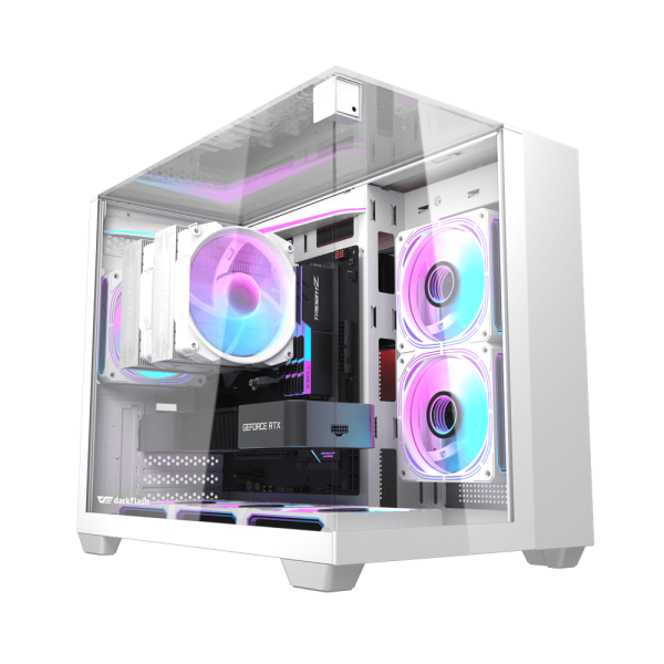 Vỏ case DarkFlash TH285M White | M-ATX | kính cường lực | VGA 415mm | tản CPU 160mm | AIO 360mm