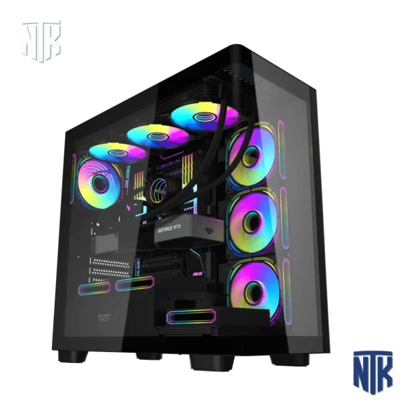 Vỏ case DarkFlash DS900G Black | ATX | Kính cong nguyên khối | SPCC 0.5mm | VGA 425mm | Tản CPU 170mm