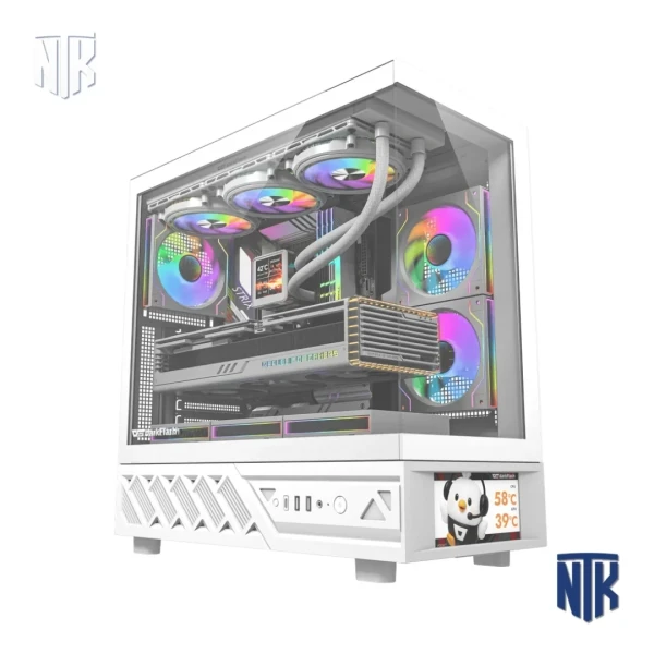 Vỏ case DarkFlash DS950V LCD White | ATX | 6 fan | màn IPS 6 inch | kính 270 độ | Type-C 