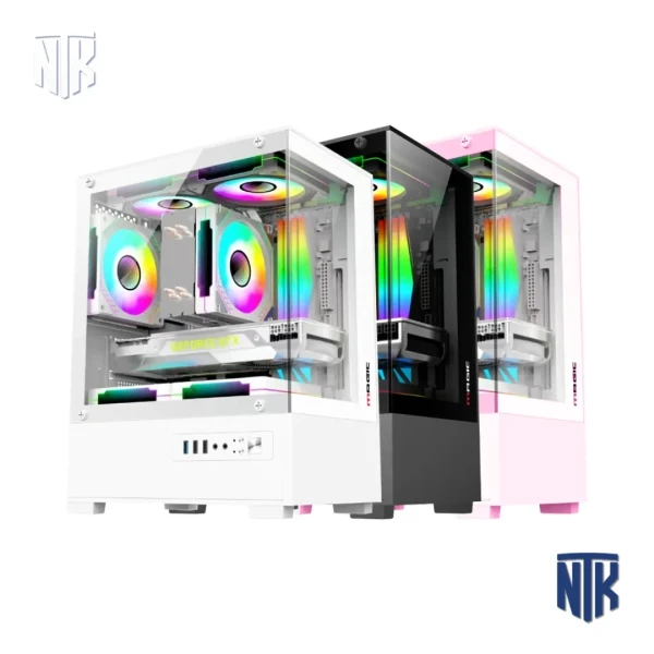 Vỏ case Magic MIX Ultra White/Pink | M-ATX | ITX | Kính cường lực | VGA 270mm | Tản CPU 160mm | PSU ATX