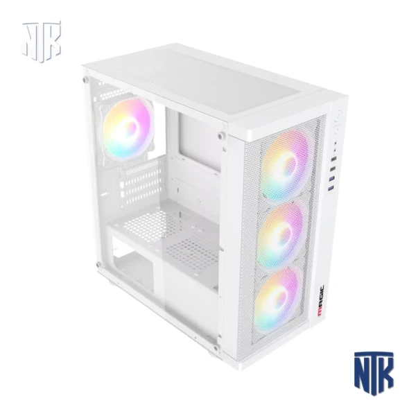 Vỏ case Magic GM-01 White Mesh | M-ATX | Kính cường lực | Sẵn 4 Fan RGB | VGA 350mm | Tản CPU 165mm