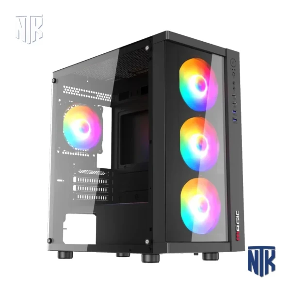 Vỏ Case Magic GM-01 Black Glass | M-ATX | kính cường lực | sẵn 4 fan RGB | VGA 350mm | CPU 165mm