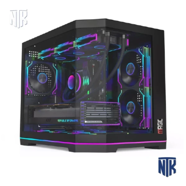 Vỏ Case Magic GM-08L Pro Black | Full M-ATX | Kính cường lực | LED RGB/ARGB | VGA 400mm | Tản nhiệt nước 360mm