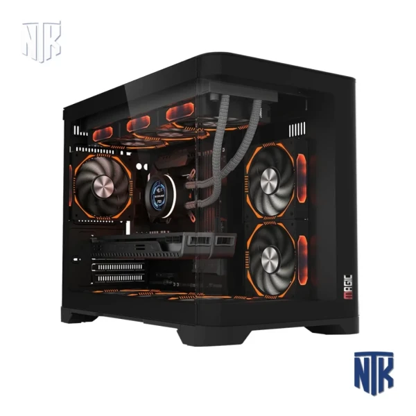 Vỏ case Magic GM-02 Pro Curved | M-ATX | kính cong | Tản nhiệt nước AIO 360mm | màu đen