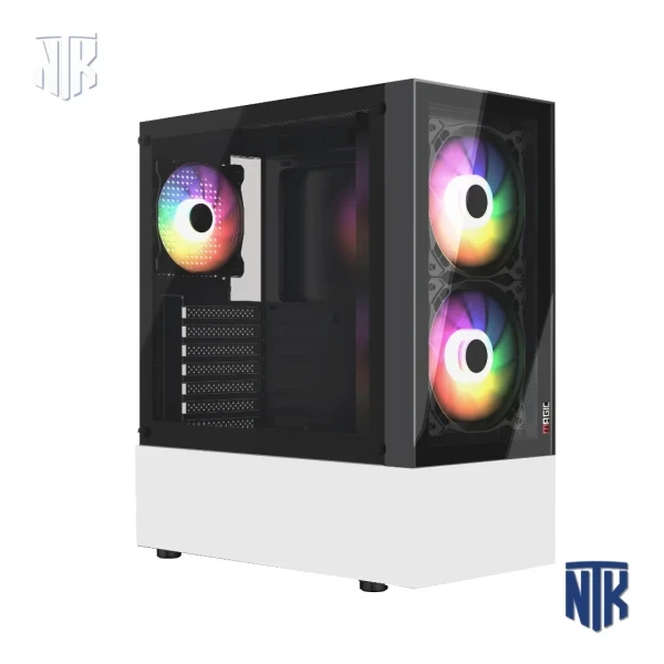 Vỏ case Magic GM-04 | ATX | Đen trắng | Kính cường lực | 3 Fan Rainbow