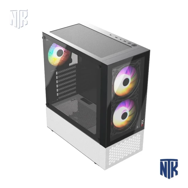 Vỏ case Magic GM-04 Air | ATX | Đen trắng | Kính cường lực | Sẵn 3 fan Rainbow | VGA 320mm | Radiator 360mm