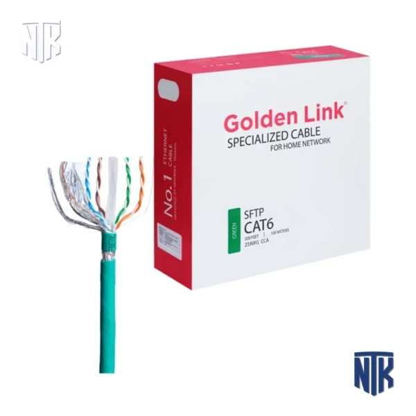 Dây Cáp Mạng Cat6 SFTP Golden Link TW1104-100 | Chống Nhiễu | 100m | Màu Xanh