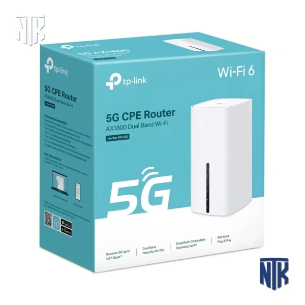Bộ phát Wifi 5G TP-Link Archer NX200 | Wi-Fi 6 AX1800 | Băng Tần Kép 2.4GHz & 5GHz | Cắm SIM 4G/5G