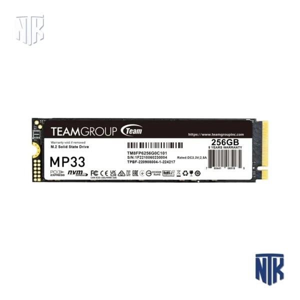 Ổ cứng SSD 256GB TeamGroup MP33 | M.2 PCIe Gen3x4 | NVMe | Đọc 1600MB/s | Ghi 1000MB/s