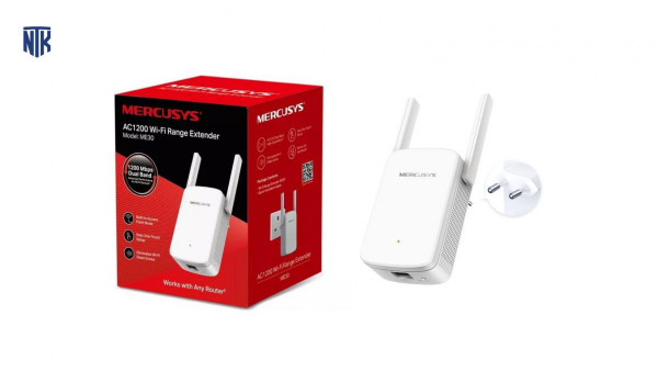 Bộ mở rộng sóng wifi Mercusys ME30 (Chuẩn AC/ 1200 Mbps/ 2 Ăng-ten ngoài/ Wifi Mesh/ 25 User)