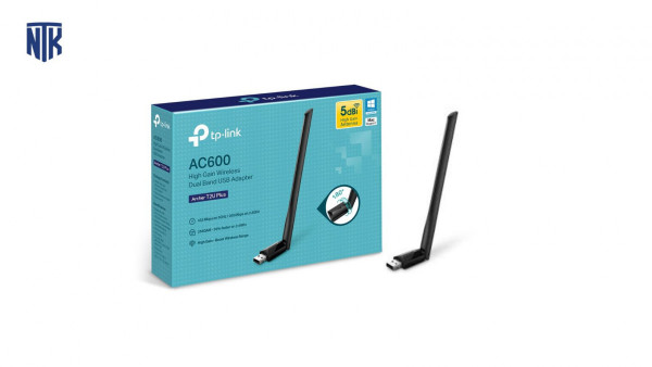 Cạc mạng không dây TP-Link USB Archer T2U Plus (Chuẩn AC/ AC600Mbps/ Ăng-ten ngoài)