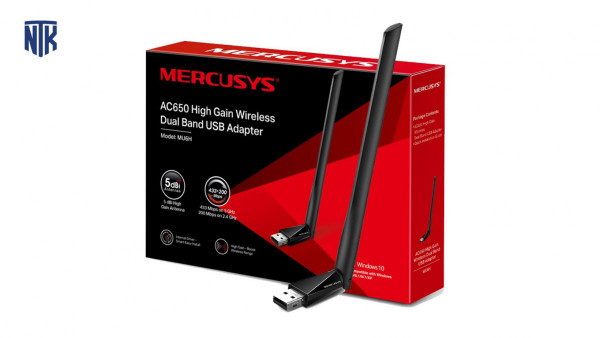 Card mạng không dây USB Mercusys MU6H Tốc độ AC650Mbps