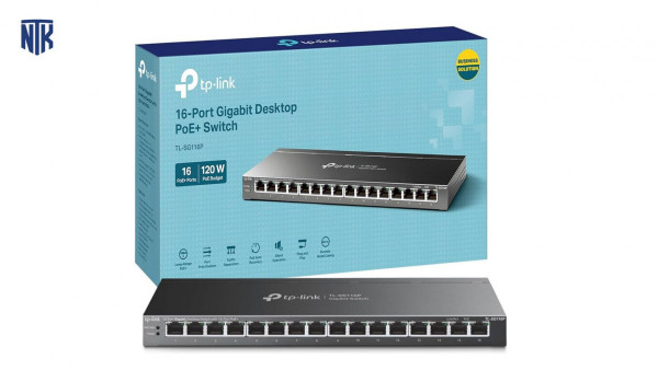 Thiết bị chia mạng 16 cổng PoE+ TP-Link TL-SG116P công suất lên đến 120W, phạm vi truyền dữ liệu 250m