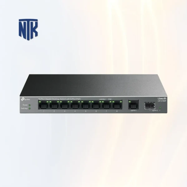 Switch 8 Port PoE+ TP-Link LS1210GP | 1 Uplink + 1 SFP | 30W/61W/250m