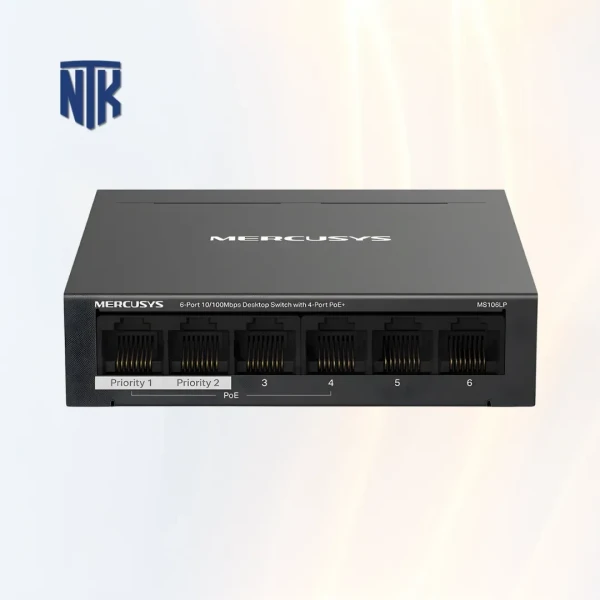Switch PoE+ 4 Port Mercusys MS106LP | 2 Port Uplink | 30W/40W | 250 m